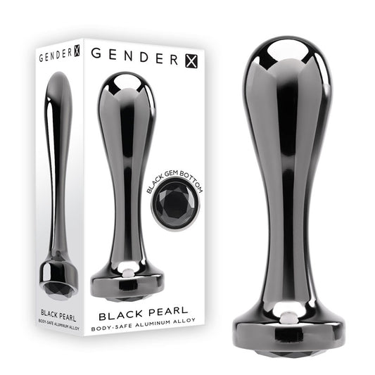 Gender X BLACK PEARL - Gunmetal 12.4 cm Metal Butt Plug with Black Gem Base