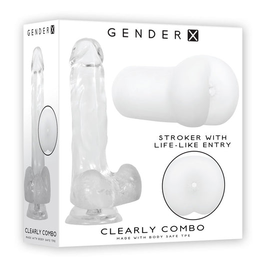 Gender X CLEARLY COMBO - Clear Dildo and Masturbator Set