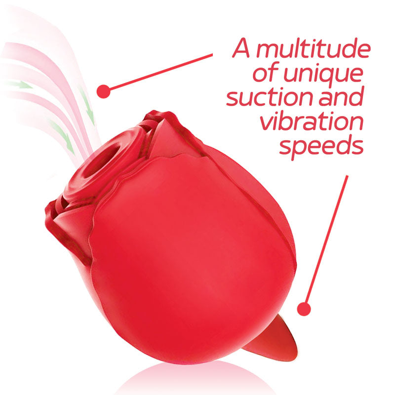 Wild Rose Sucking & Licking - Red USB Rechargeable Air Pulse & Flicking Stimulator