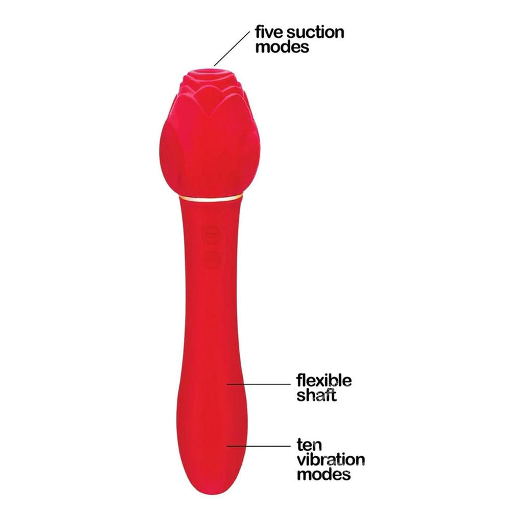 Wild Rose Suction Vibrator - Red USB Rechargeable Air Pulse Stimulator and Vibrator