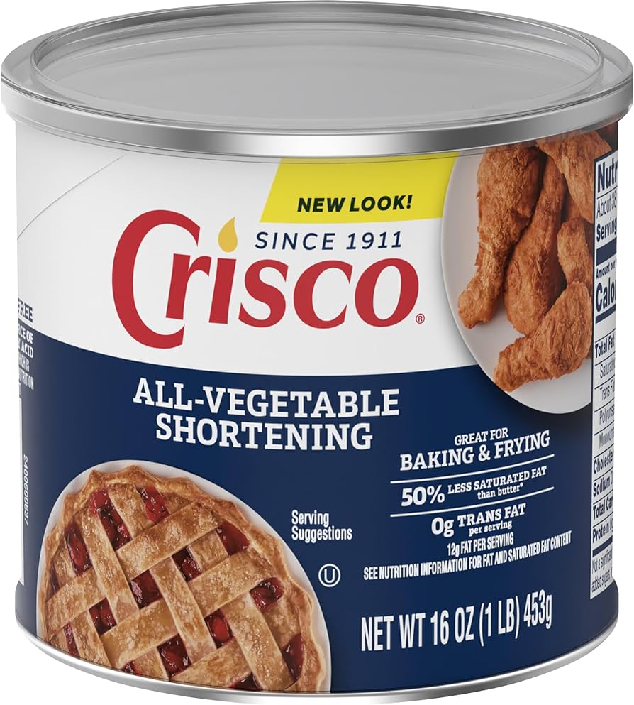 Can of Crisco all-vegetable shortening with a new look label.