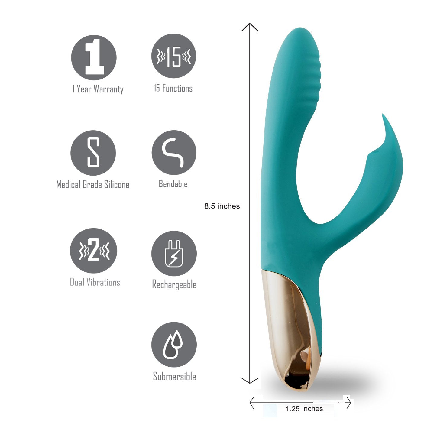 Maia Skyler - Green 21.6 cm USB Rechargeable Bendable Rabbit Vibrator