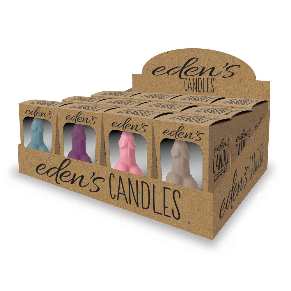 Eden's Candles Vagina - Vanilla - Display of 12 - Coloured Vanilla Scented Candles - Set of 12