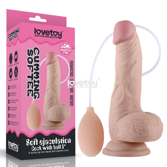 Cumming Softee Soft Ejaculation Cock 8'' with Balls - Flesh 20.3 cm Squirting Dong