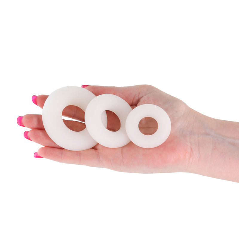 Firefly - 3pc Bubble Rings - White - Glow in Dark Cock Rings - Set of 3 Sizes