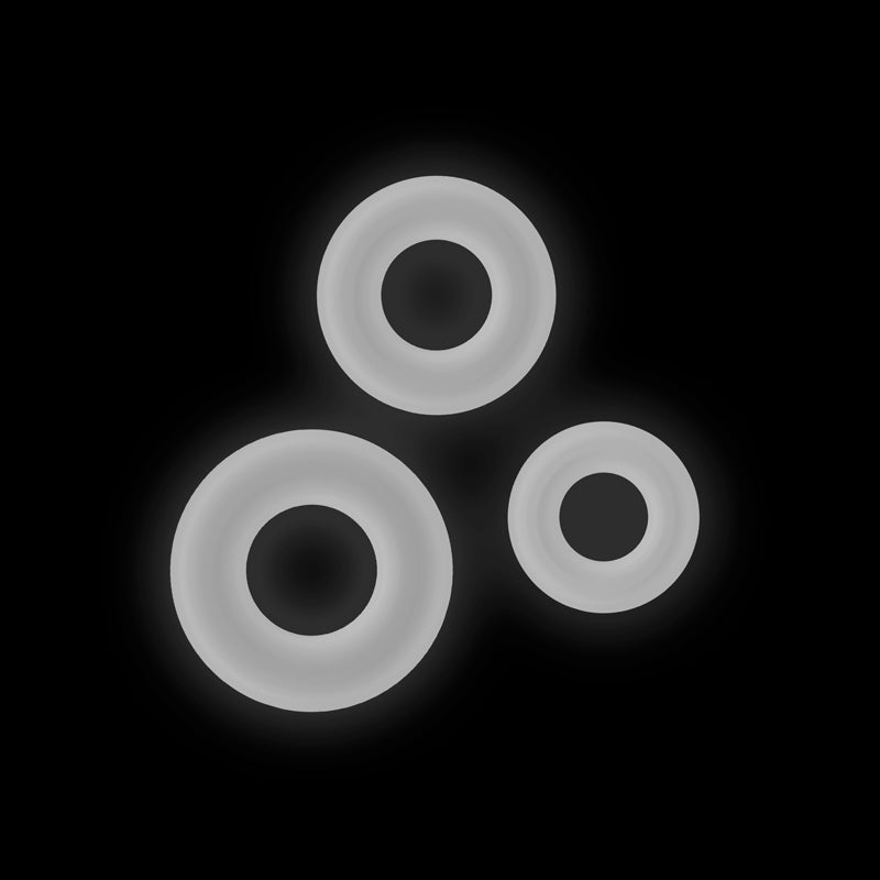 Firefly - 3pc Bubble Rings - White - Glow in Dark Cock Rings - Set of 3 Sizes