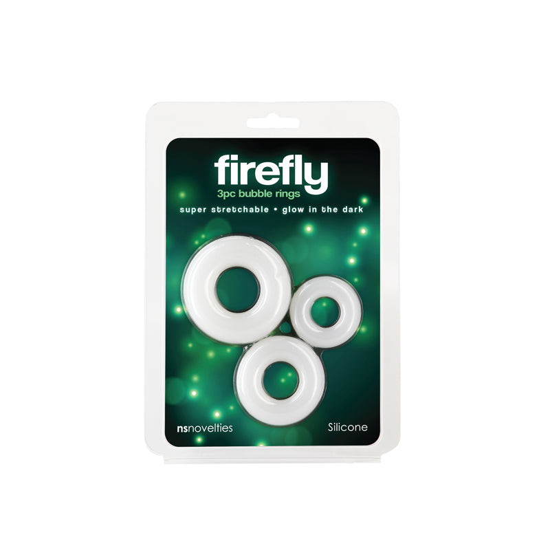 Firefly - 3pc Bubble Rings - White - Glow in Dark Cock Rings - Set of 3 Sizes