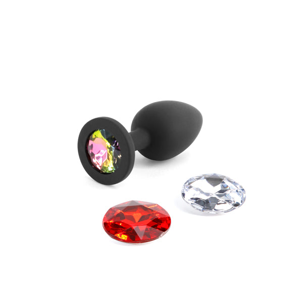 Glams Xchange Round - Small - Black Small Butt Plug with Interchangeable Round Gems