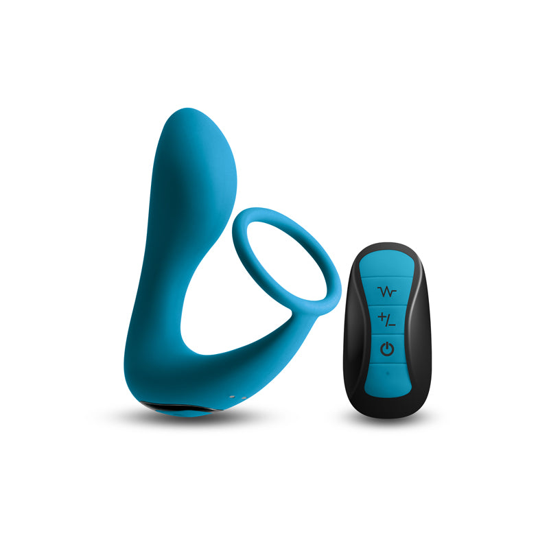 Renegade Slingshot II - Teal - Teal USB Rechargeable Anal Plug with Cock Ring & Remote