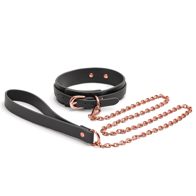 Bondage Couture Collar & Leash - Black - Black Restraint