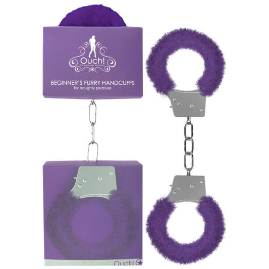 Ouch Beginner's Furry Handcuffs - Purple Fluffy Restraint