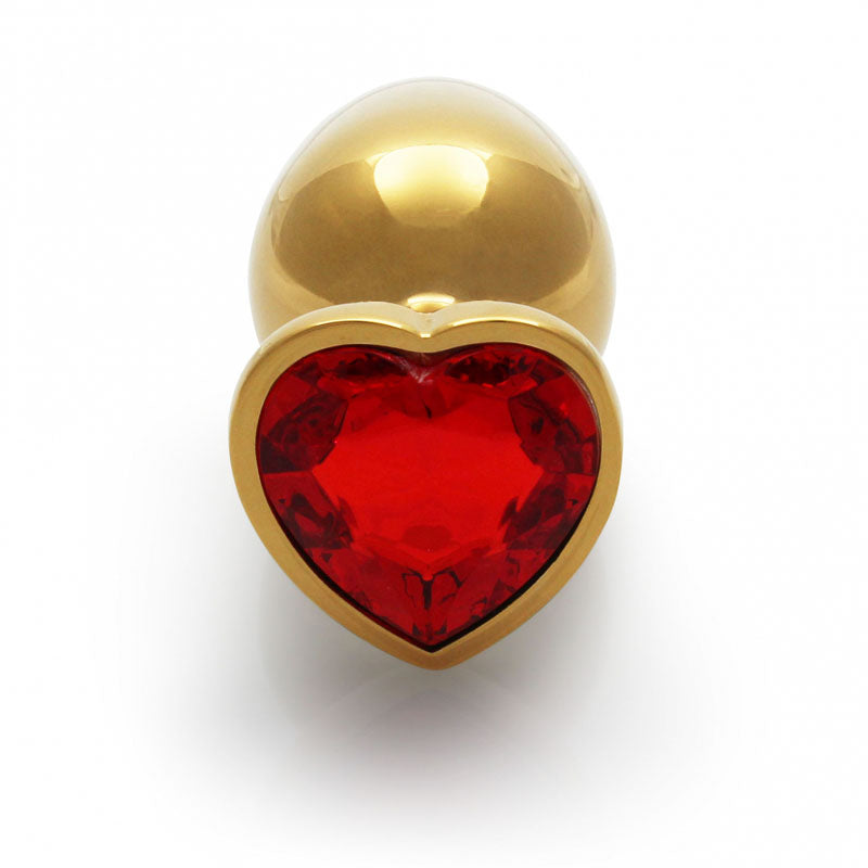 OUCH! Heart Gem Gold Butt Plug - Medium - Gold 8 cm Medium Butt Plug with Heart Gem Base