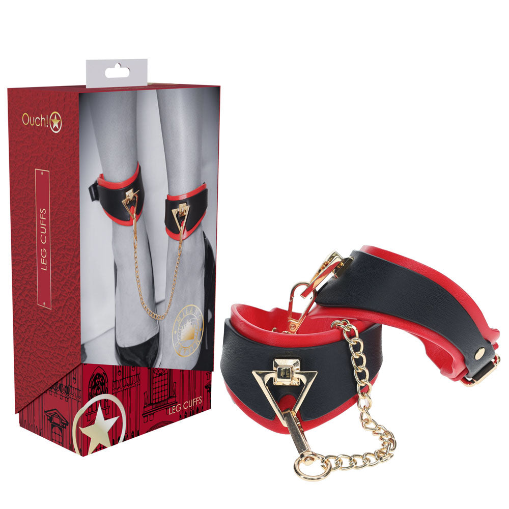 OUCH! Milan Collection - Leg Cuffs - Black/Red Restraints