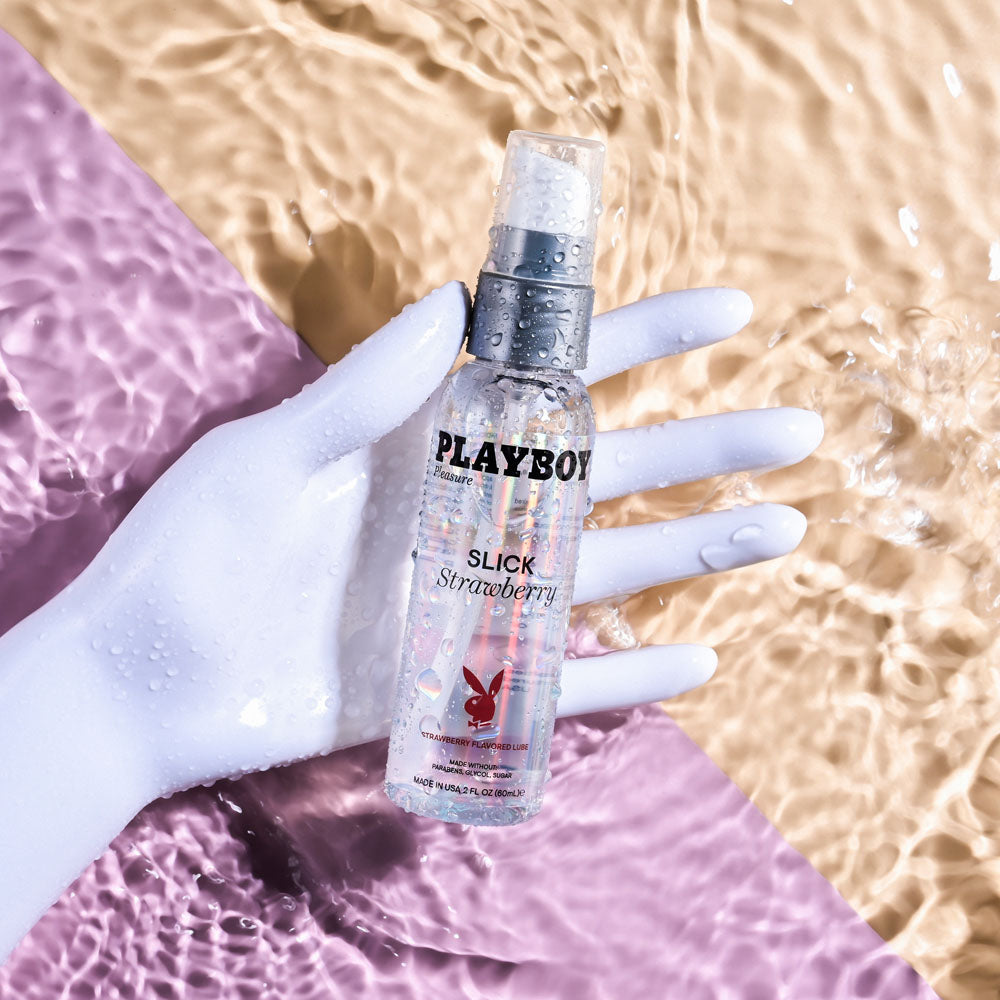 Playboy Pleasure SLICK STRAWBERRY - 60 ml - Strawberry Flavoured Water Based Lubricant - 60 ml Bottle