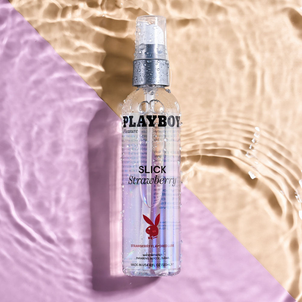 Playboy Pleasure SLICK STRAWBERRY - 120 ml - Strawberry Flavoured Water Based Lubricant - 120 ml Bottle