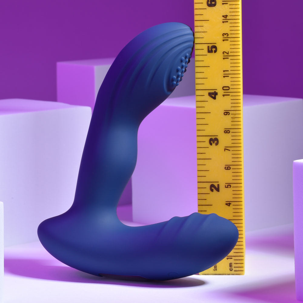 Playboy Pleasure PLEASURE PLEASER - Blue USB Rechargeable Vibrating Prostate Massager with Wireless Remote