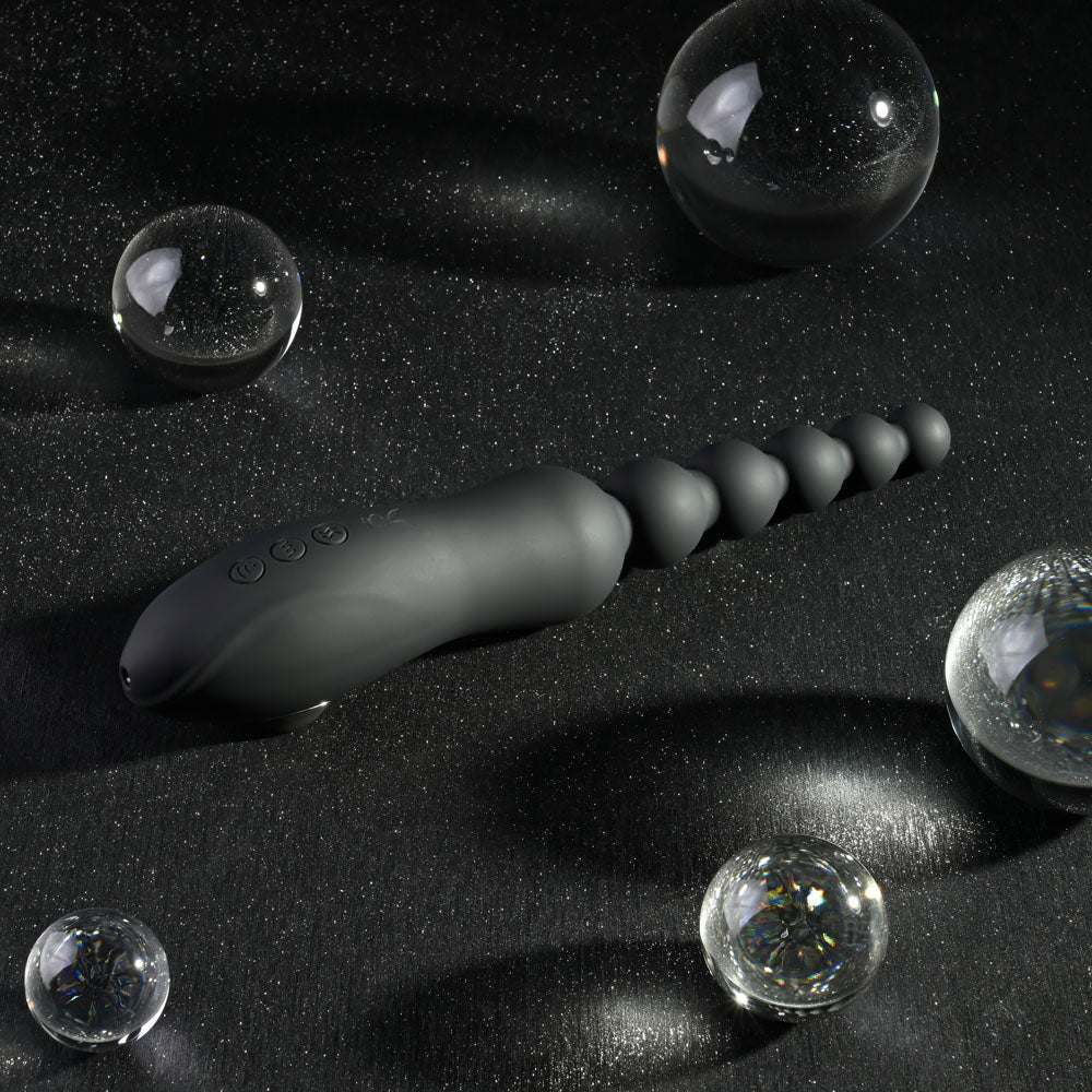 Playboy Pleasure LET IT BEAD - Black 23.1 cm USB Rechargeable Vibrating Anal Beads with Clitoral Suction