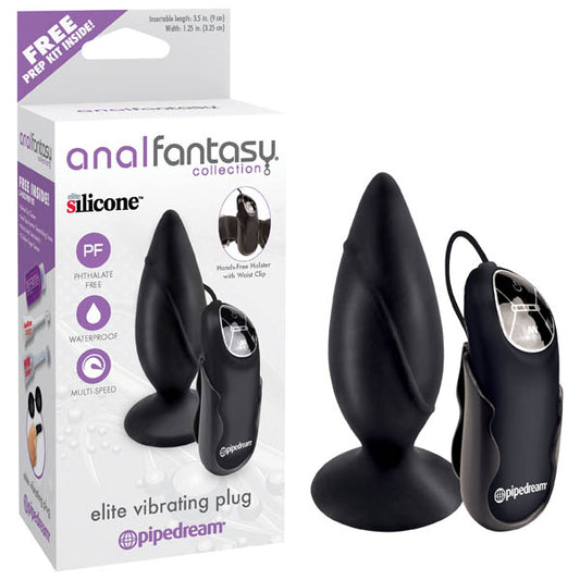 Anal Fantasy Collection Elite Vibrating Plug - Black 9.5 cm (3.5'') Vibrating Butt Plug