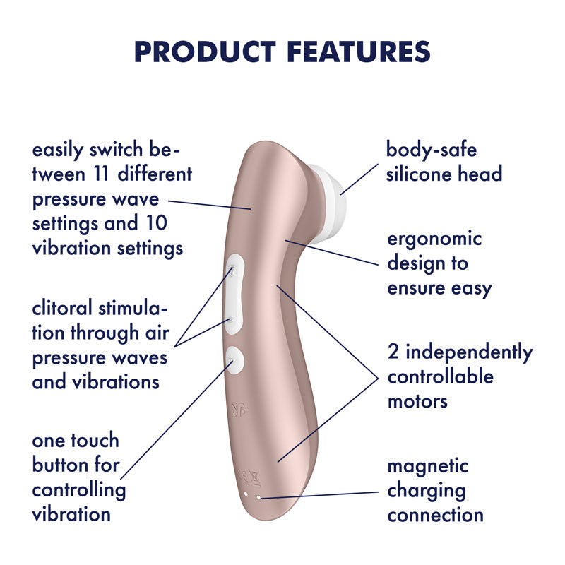 Satisfyer Pro 2+ Rose Gold - Rose Gold Touch-Free USB-Rechargeable Clitoral Stimulator with Vibration