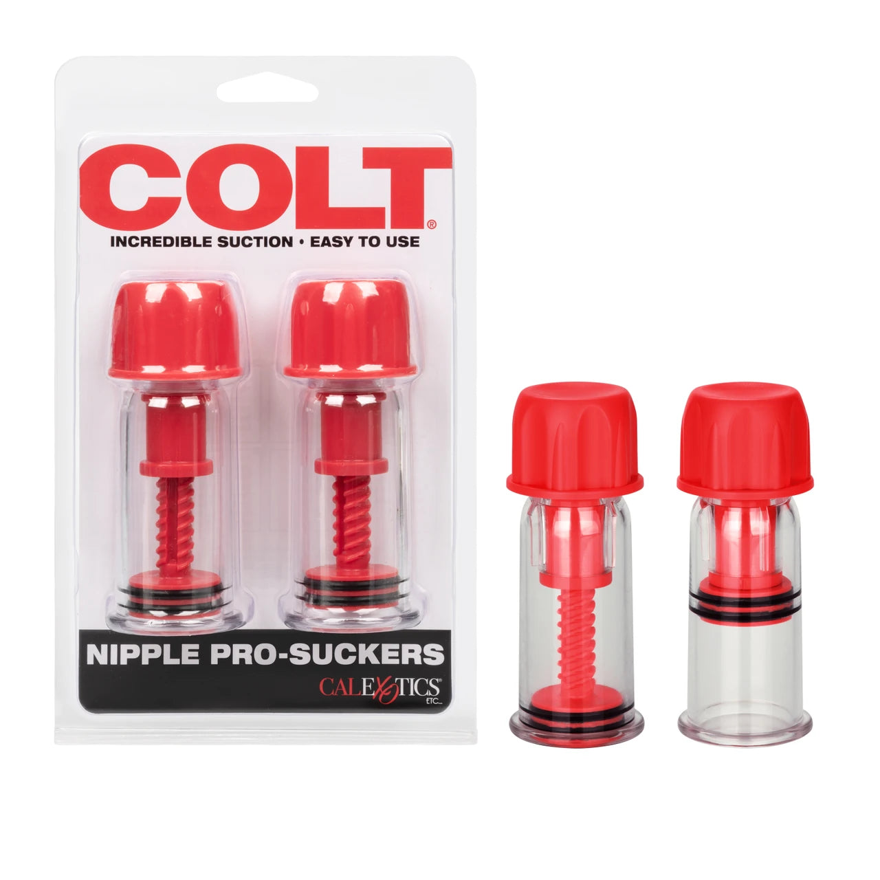 Red nipple pro-suckers with packaging displaying 'COLT' brand on a white background.