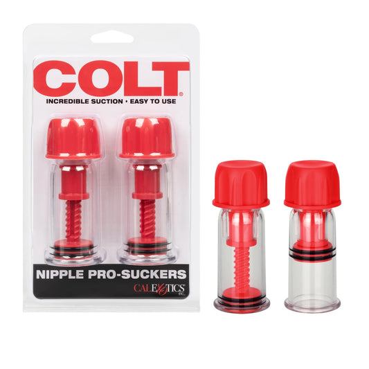Red nipple pro-suckers with packaging displaying 'COLT' brand on a white background.