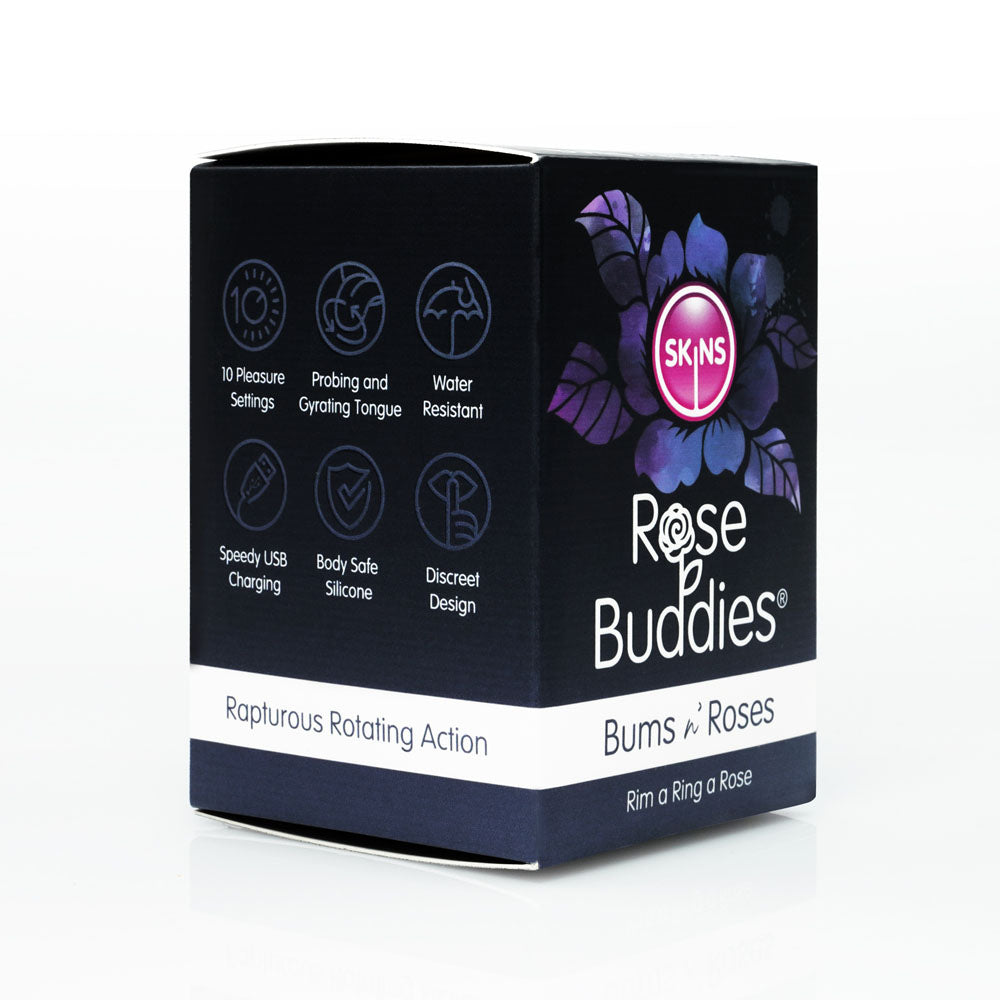 Skins Rose Buddies - The Bums N Roses - Black USB Rechargeable Anal Rimming Stimulator