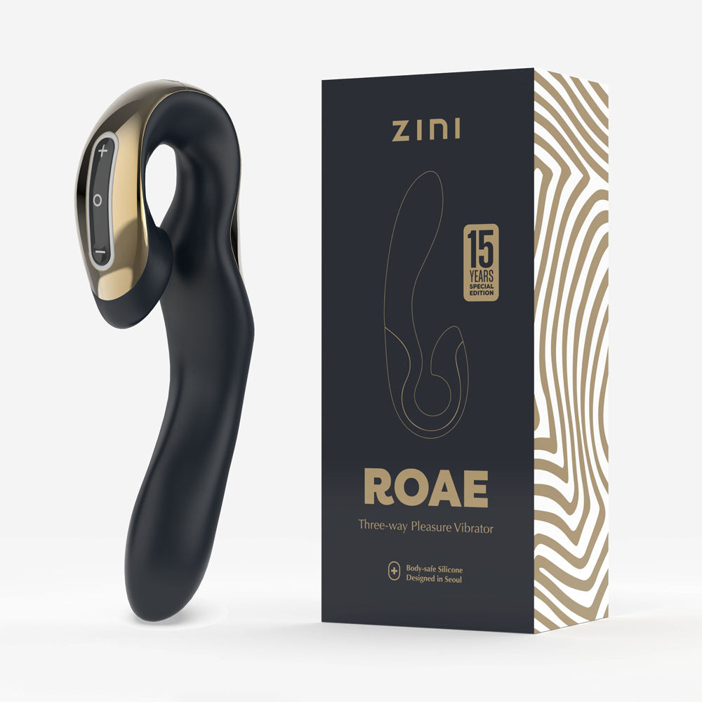 Zini Roae Special Edition - Black/Gold - Black/Gold 19.5 cm USB Rechargeable Vibrator