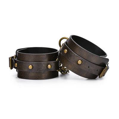 Vintage Leather Restraints with D-Ring - Bondage Shop