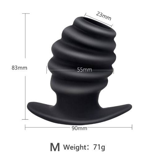 Ribbed Silicone Screw Tunnel Plug - Bondage Shop