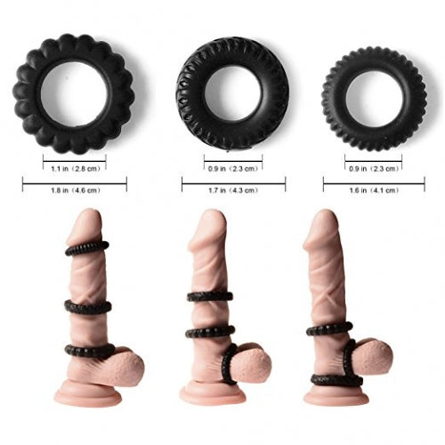 Titan Texured Silicone Cockrings (3 Pack)