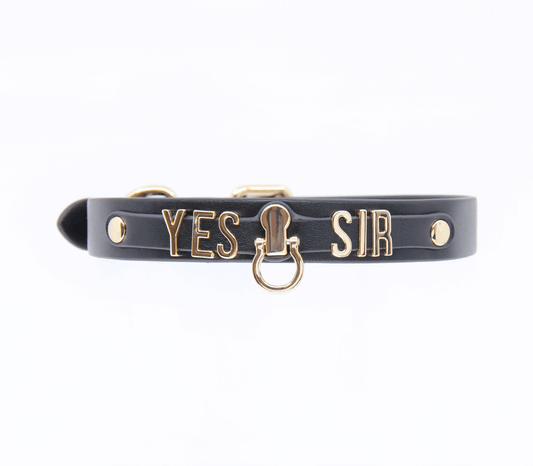 “Yes Sir” Faux Leather Collar